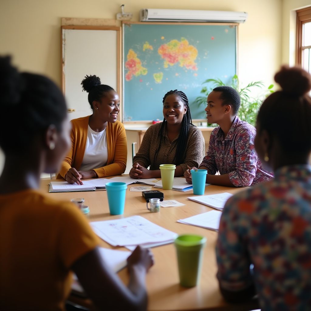 Group financial literacy session in community center
