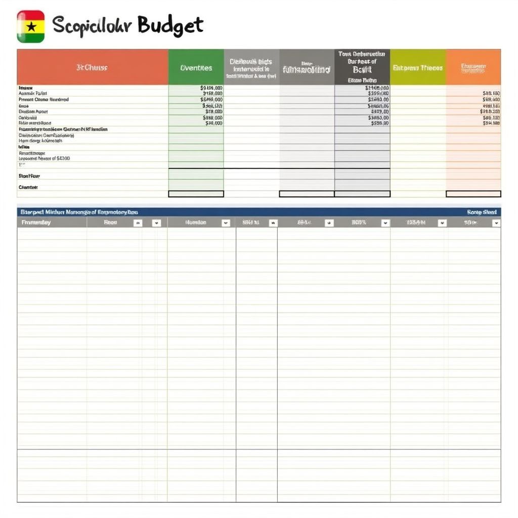 Customizable budget template with Ghana-specific categories